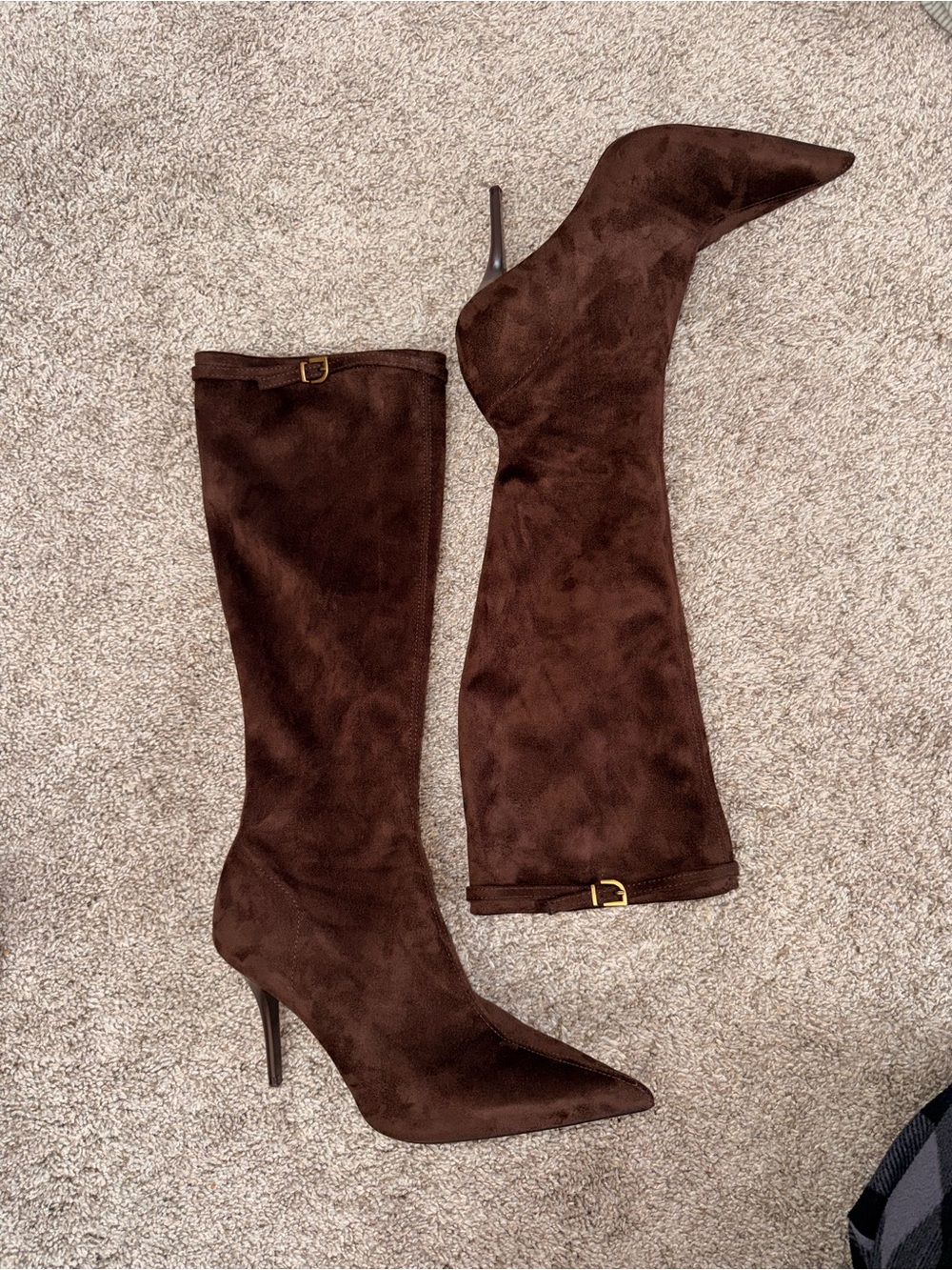 Zara Brown Pointed-Toe Over-the-Knee Stiletto Boots - Picture 2 of 4